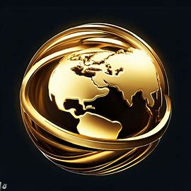 Illustrate a world map in the shape of a globe made of gold. Image 2 of 4