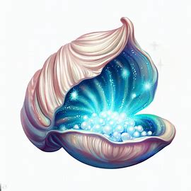 Draw a fantastical clam with glittering pearls inside its shell.. Image 2 of 4