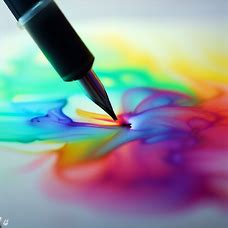 Design a pen that, when filled with different colored inks, produces a rainbow effect on paper.