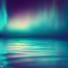 Design a breathtaking representation of an aurora that dips below the water's surface in a peaceful lake.. Image 2 of 4