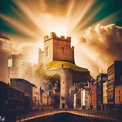 Celebrate Dublin's rich history by creating an image of the city's medieval castle soaring above the modern skyline.