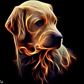 Create a beautiful and unique depiction of a Labrador dog with flames.. Image 2 of 4