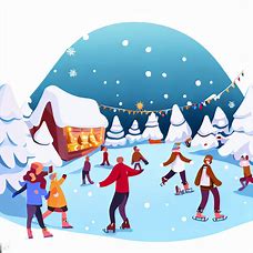 Depict a winter festival with people enjoying the snow