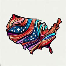 Draw a picture of the United States of America in a unique, abstract style