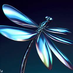 Imagine a dragonfly the size of a small airplane with shiny metal wings; create a futuristic image of this dragonfly.