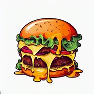 Create an illustration of a juicy, flavorful burger with melted cheese and toppings of your choice.