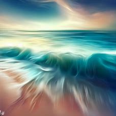 Create an image of a beautiful beach with waves crashing against the shore.
