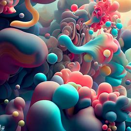 Imagine a whimsical world full of colorful and shapely alveoli, a world where breathing is a dance and every breath a new adventure.. Image 1 of 4