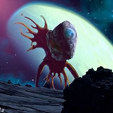 Imagine a strange and wonderful creature living on an asteroid in space.