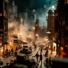 Create an intricate diorama that captures the essence of a bustling cityscape. Image 3 of 4