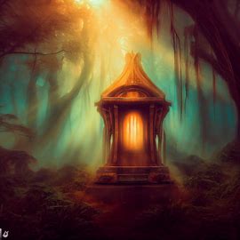 Create a surreal depiction of a tabernacle in the middle of a dream-like forest.. Image 4 of 4
