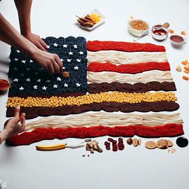 Creating an American flag made entirely out of food. Image 1 of 4