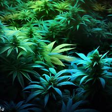Create an image of a lush and verdant garden filled with vibrant marijuana plants.