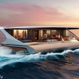 Create a beautiful and modern catamaran designed for luxury. Image 3 of 4