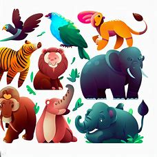 Create an illustration of a collection of exciting and wonderful zoo animals