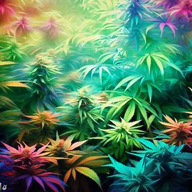 Create an image of a lush and verdant garden filled with vibrant marijuana plants.. Image 3 of 4