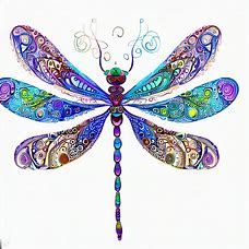 Create a whimsical and colorful dragonfly with intricate patterns and delicate wings.