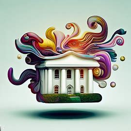 Create a fanciful depiction of the White House with a unique and quirky design. Image 4 of 4