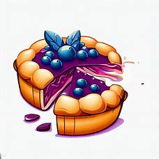 Design an illustration of a blueberry pie with a golden, flaky crust, cutting into it to reveal the sweet, juicy filling inside.
