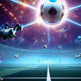 Turn a traditional soccer match into a futuristic, space-themed game with flying robots and glimmering arenas.。画像 2/4