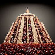 Create an image of the Empire State Building made entirely out of jellybeans.