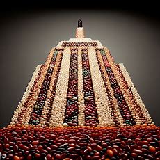 Create an image of the Empire State Building made entirely out of jellybeans.
