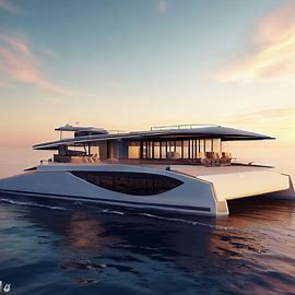 Create a beautiful and modern catamaran designed for luxury. Image 4 of 4