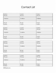 Image result for Free Printable Phone List Template