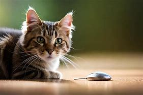 Image result for Cat with Computer Mouse