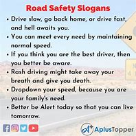 Image result for Road Safety Slogans Posters