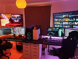 Image result for Dual Gaming Desk Setup