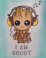 Image result for Baby Groot Perler with Headphones
