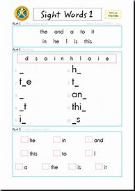 Image result for Kindergarten Reading Sight Words Activities