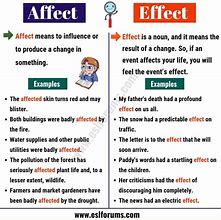 Image result for Affect vs Effect Simple Rule