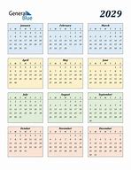 Image result for PDF Printable 2029 Calendar