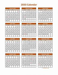 Image result for 2033 Calendar