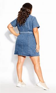 Image result for Plus Size Denim Button Down Dress