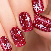 Image result for Red Nails with SnowFlakes