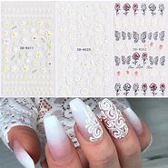 Image result for White Flower Nail Stickers