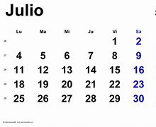 Image result for Julio Calendario. July