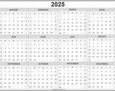 Image result for 2025 Yearly Calendar Printable
