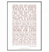 Image result for Nine Million Bicycles Lyrics