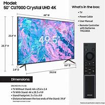 Image result for Samsung 50 in TV Dimensions