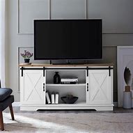 Image result for Farmhouse TV Stand with Sliding Barn Doors