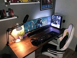 Image result for Gaming Desk with PC Set Up