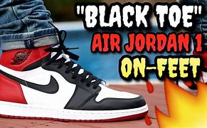 Image result for Jordan 1 Black Toe On Feet