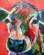 Image result for Colorful Cow Canvas Art
