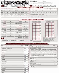 Image result for Shadowrun 5E Character Sheet