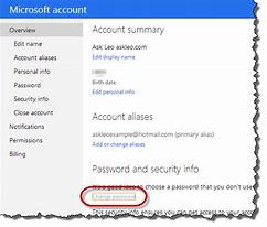 Image result for Change Hotmail Password On Laptop