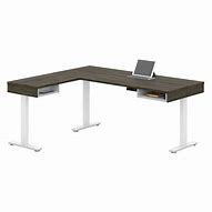 Image result for Adjustable Height Desk L-shaped 180Cm Length and 70 Cm Wide White Color